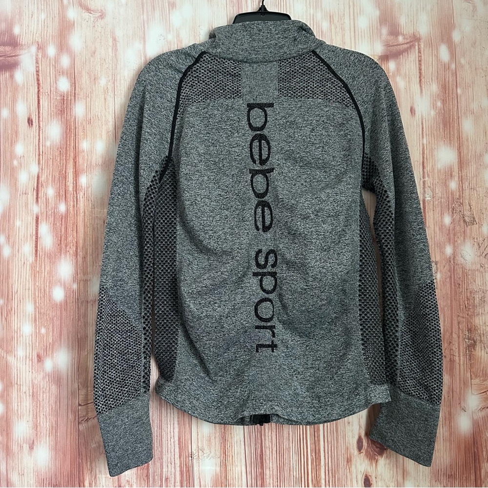 Bebe Sport Gray Long Sleeve Mesh Detail Zip Up Athletic Jacket Size Size L - Picture 10 of 15